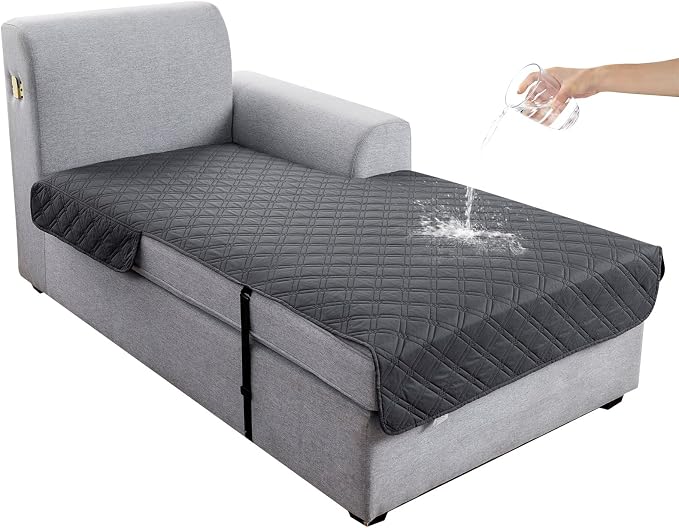 Genina L Shape Couch Cover, Sectional Couch Chaise Covers, Waterproof Washable Sofa Covers for Right L Shape Chaise Lounge, Anti-Slip Sofa Slipcovers for Dogs Cats Pet Friendly(Charcoal Gray)