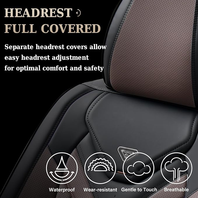 Coverado Seat Covers, Car Seat Covers Front Seats, Leather Seat Covers for Cars, Automotive Seat Covers Car Seat Protector Car Seat Cushion Universal Fit for Most Sedan SUV Pick-up Truck(Black&Coffee)