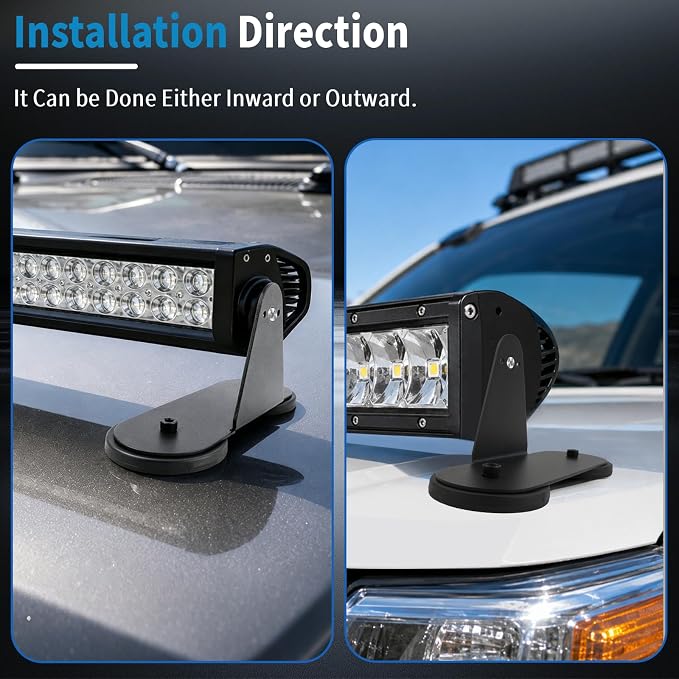 2pcs Magnetic Light Bar Mounting Brackets for Hood/Roof/Off-Road Trucks SUV UTV, Scratch Protection for Straight & Curved LED Pods Compatible with 3"-54" LED Light Bars, Black