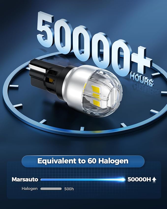 Marsauto 912 921 LED Bulbs for Backup Reverse Light, 300% Brighter T15 906 904 W16W T15 CANBUS Error Free Bulb with 3020SMD Chip, Non-polarity, 6000K Xenon White RV Interior Lighting, Pack of 2