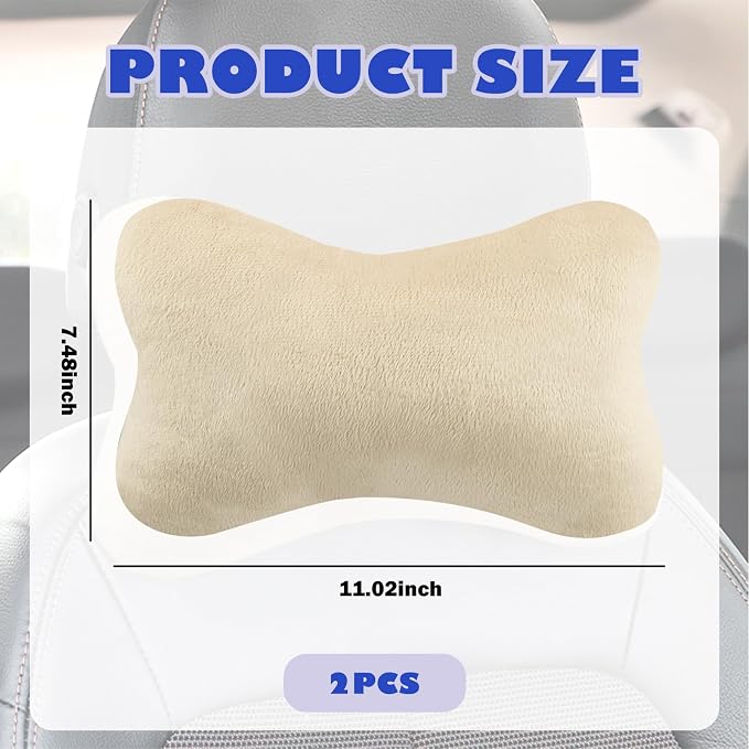 2PCS Car Headrest Pillow,Soft & Comfortable Car Neck Pillow for Driving Fatigue Relieve,All-Season Universal Cars Head Rest Pillows Automotive Interlor Accessorles for Cars (Beige/2PCS)