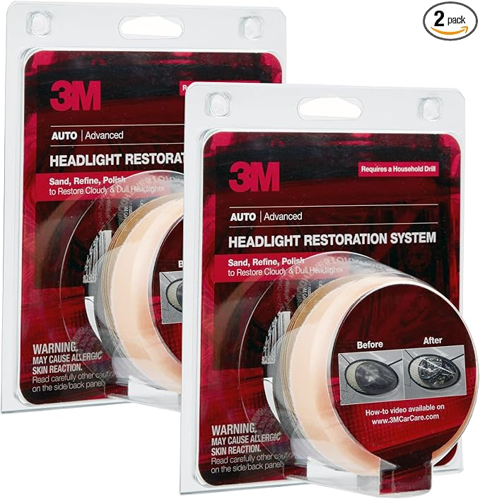 3M Headlight Lens Restoration System, 39008, 1 Kit, 2-Pack