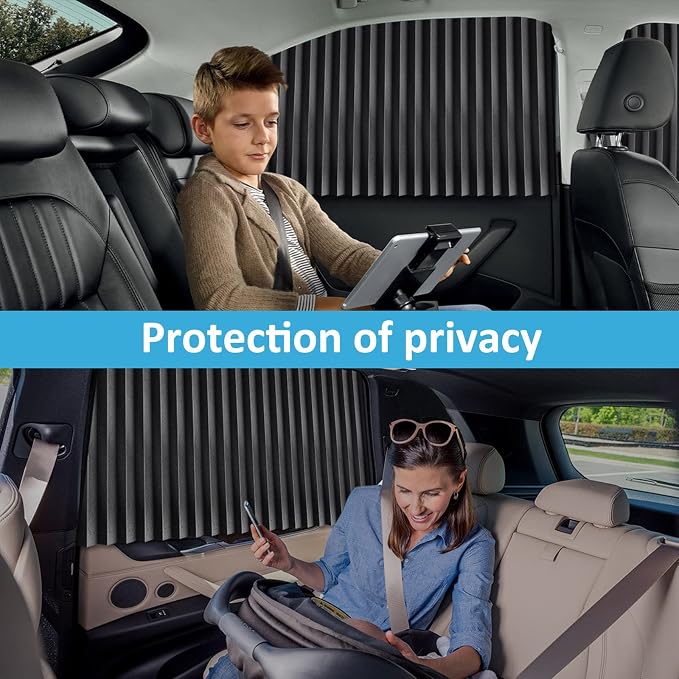 XCBYT Magnetic Car Privacy Curtains, Sun UV Protection, 2 Pack | Blocks the sun to provide complete privacy. Ideal for car camping, breastfeeding, taking naps during lunch breaks
