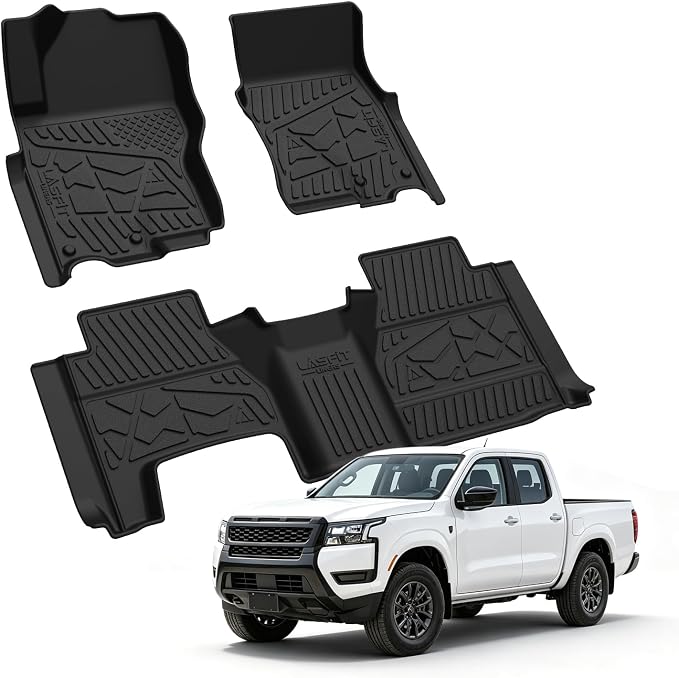 LASFIT Floor Mats for Nissan Frontier King Cab 2026 2025 2024 2023 2022 (Not Fit Crew Cab), All Weather TPE Custom Fit Floor Liners with Full Set Car & Trunk Mats Accessories, Black