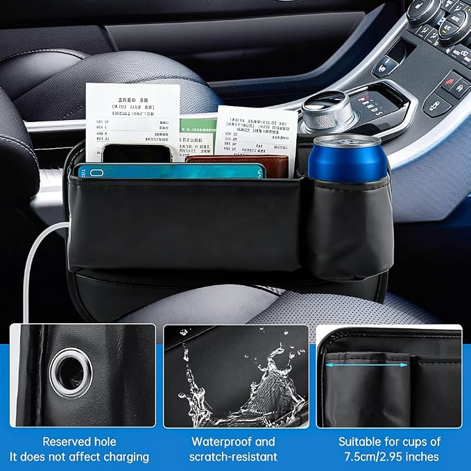 Car Seat Gap Filler Organizer, 2 Pack Multifunctional Car Seat Organizer Easy Access to Phone/Keys, Universal Fit for Car SUV Truck Multi-Purpose Essentials Organizer