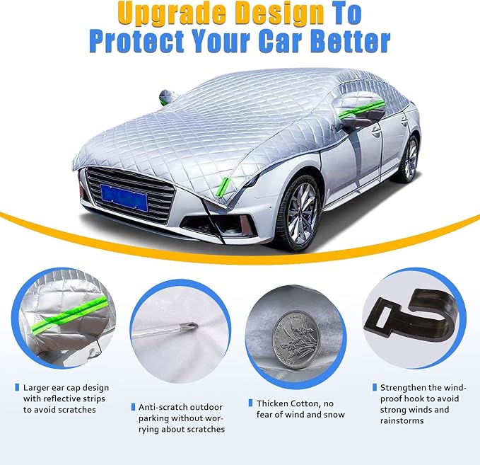 Hail Protector Car Cover SUV,5-Layer Padded Anti-Hail Car Covers,Heavy Duty Waterproof Protector with Reflective Strips,Hail Cover for SUV/Sedan/Hatchback(Black-SUV)