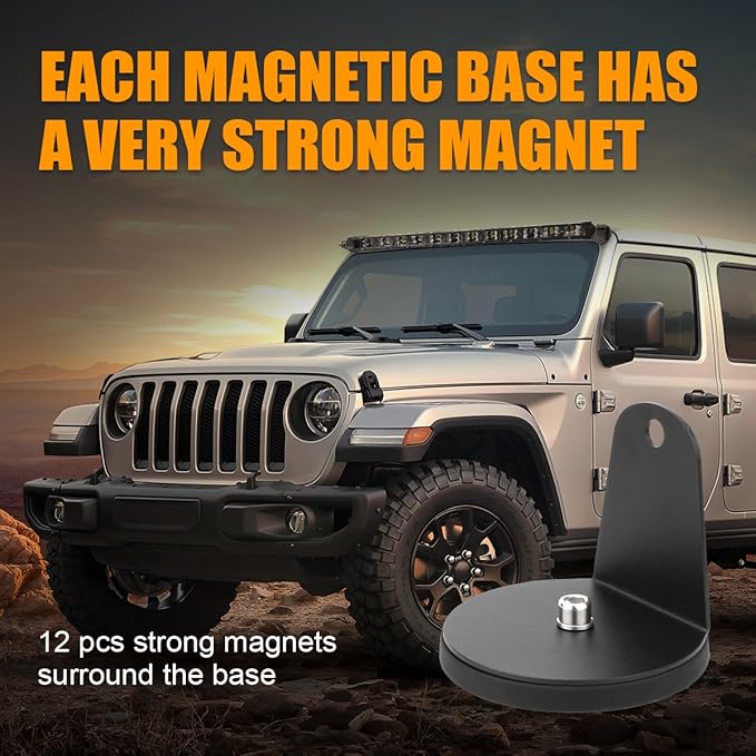 Magnetic Light Bar Mount, Powerful Magnetic Base LED Light Bar Mounting Brackets for Offroad Driving Lighting（2PCS）