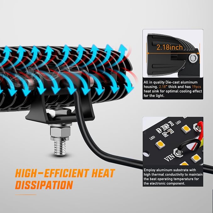 Nilight 6 Inch Yellow LED Light Pods 2 PCS 60 W | Flood Spot Combo Beam Off Road Work Driving Fog Lighting for 12V 24V ATV UTV Pickup Truck Tractor Boat