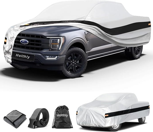 10 Layers Truck Cover Waterproof All Weather Custom Fit Ford F-150(1997-2026) Super Cab&SuperCrew Short Bed, Outdoor Full Exterior Pickup Car Cover Sun Rain Snow Ice Protection. Sliver