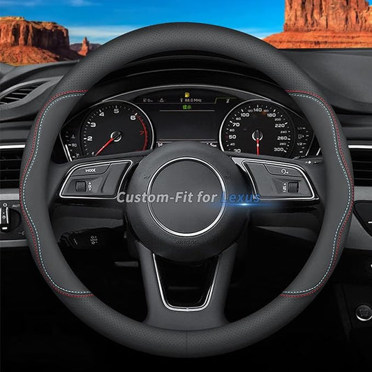 Deer Route Custom-Fit Lexus Steering Wheel Cover, Premium Leather, Non-Slip, Breathable, A-Style