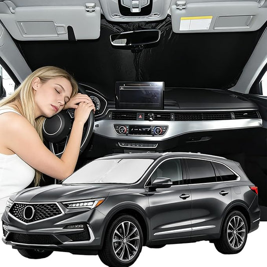 Windshield Sun Shade for Acura MDX 2021-2024 2025 2026 4 Layers | Car Windshield SunShade Upgrade Custom Fit MDX Window Shade Car Front Windshield Sun Visor 260T Blocks UV Rays Keep Cool