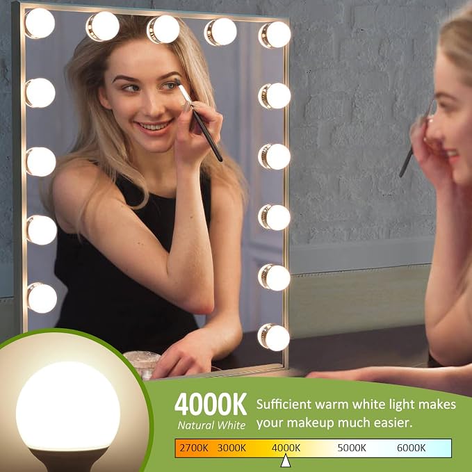 8-Pack LED Bathroom Light Bulbs, 4000K Natural White Night Light Bulb, Non Dimmable Makeup Mirror Lights for Bedroom, E26 Medium Screw Base