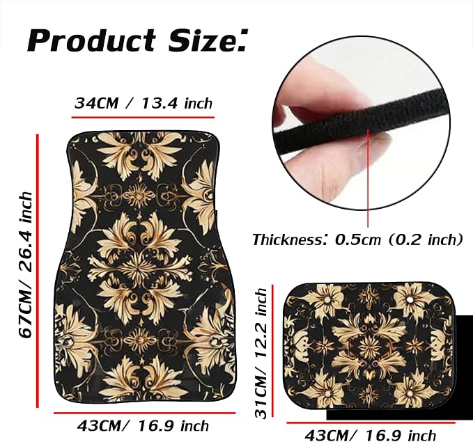 Car Floor Mats Non-Slip Automotive Floor Mats All-Weather Front Rear Car Floor Foot Mat Sets of 4 Pieces Foot Mats Rugs Carpet for Car Trucks SUV Sedans (TengWan 03)