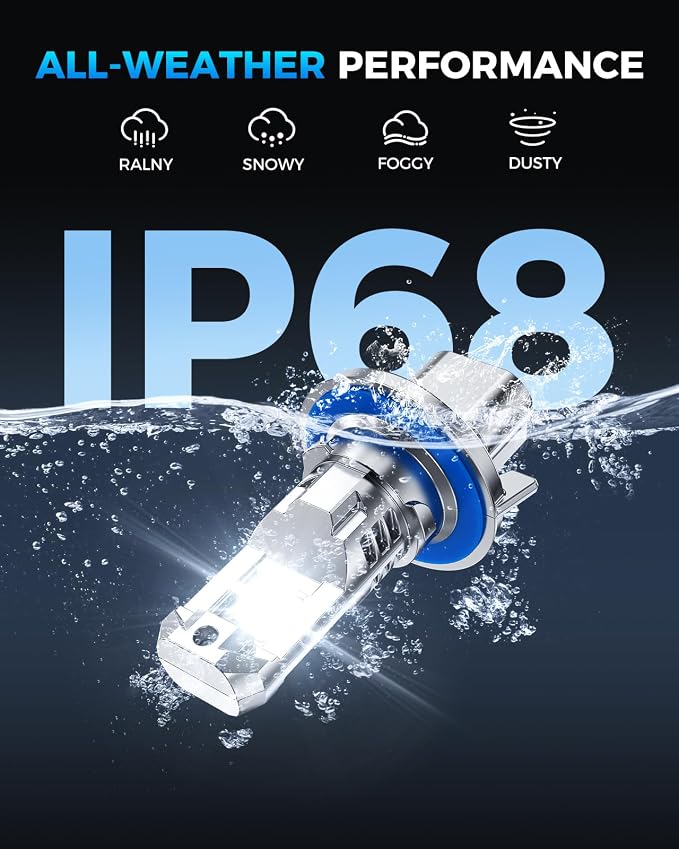 Marsauto Upgraded H13/9008 light Bulb 45000LM 900% Brighter 6500K White Super Bright, 1:1 9008 Mini Size Fog Lights No Adapter Required Plug & Play, IP68 Waterproof, Canbus Ready, Pack of 2
