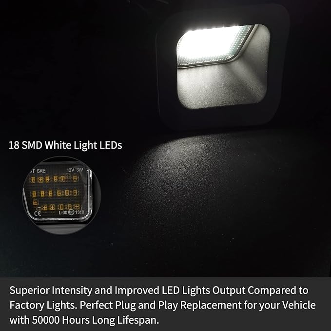 AlyoNed Full LED License Plate Light Tag Lamp Assembly Smoke Lens Compatible with Dodge 2002-2010 RAM 1500, 2003-2010 Dodge RAM 2500/3500, RAM 2010-2018 1500, RAM 2010-2018 2500/3500 Truck Pickup