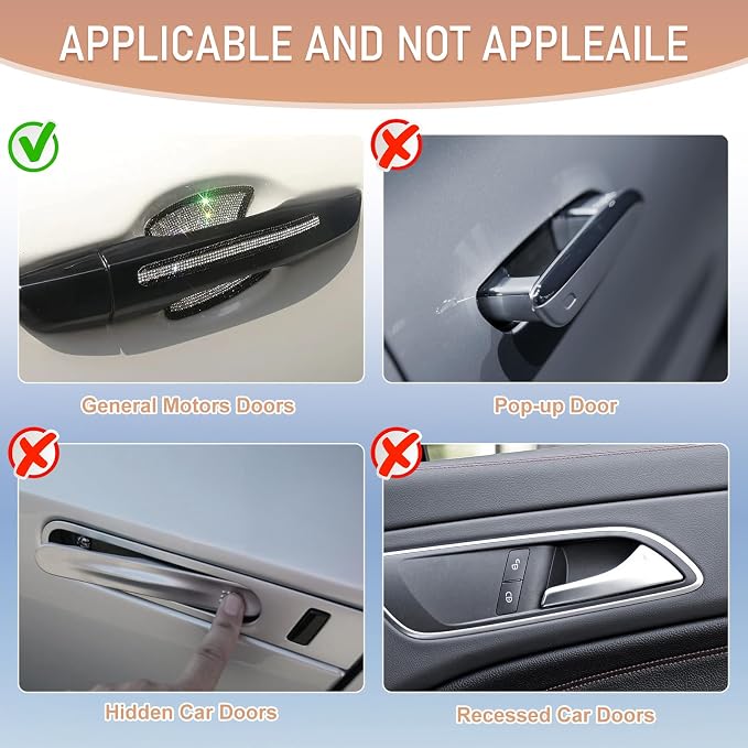 10 PCS Bling Car Door Handle Protector, Shiny Crystal Rhinestone Anti-Scratch Universal Cars Door Handle Protective Cover, Glitter Auto Accessories for Women (Black and White)