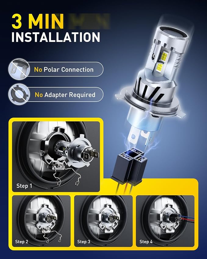 AUXITO H4 LED Bulb, 9003 Light Bulbs, 48000LM, Long Lasting, Dual Turbo Cooling Fan, Plug N Play, 3MIN Installation, 50000+hrs Lifespan
