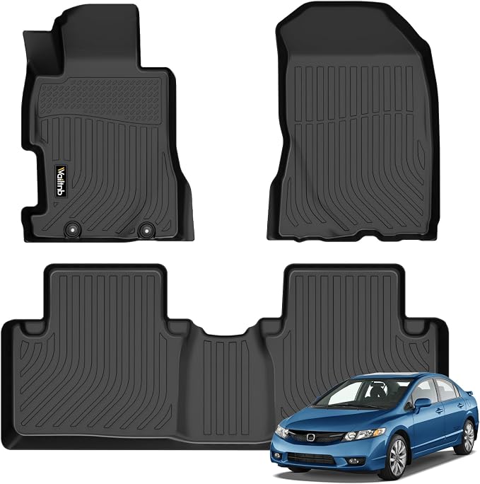 Wailtnb- for Honda Civic 2006-2011 Gasoline 4-Door (Only Sedan Model) Floor Mat All Weather Floor Liner Car Mat for Honda Civic Custom Fit Automotive Full Set Accessories