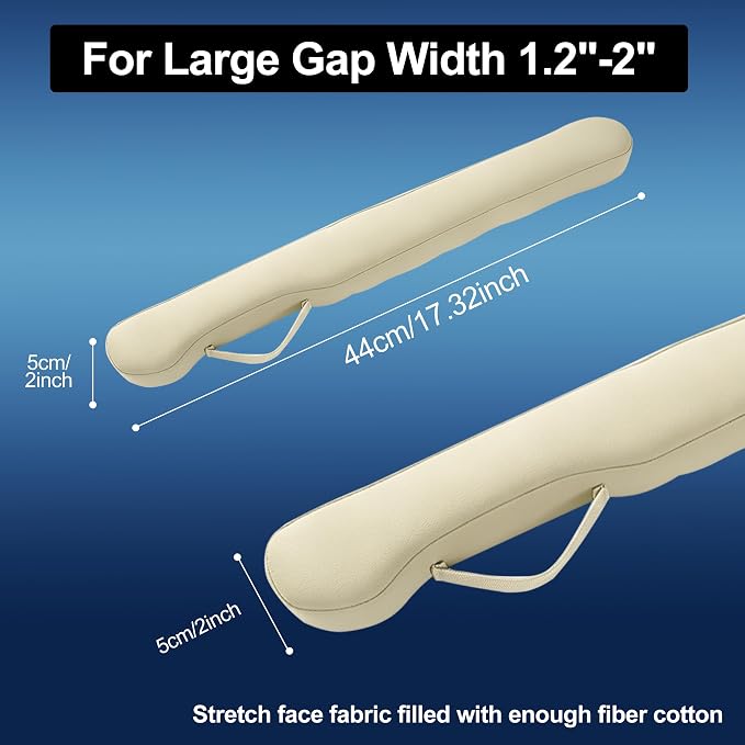 2PC Car Seat Gap Filler, Universal Fit for Car SUV Truck, Full Coverage Between Seat and Center Console, Prevent Small Items from Dropping Beige Thickened