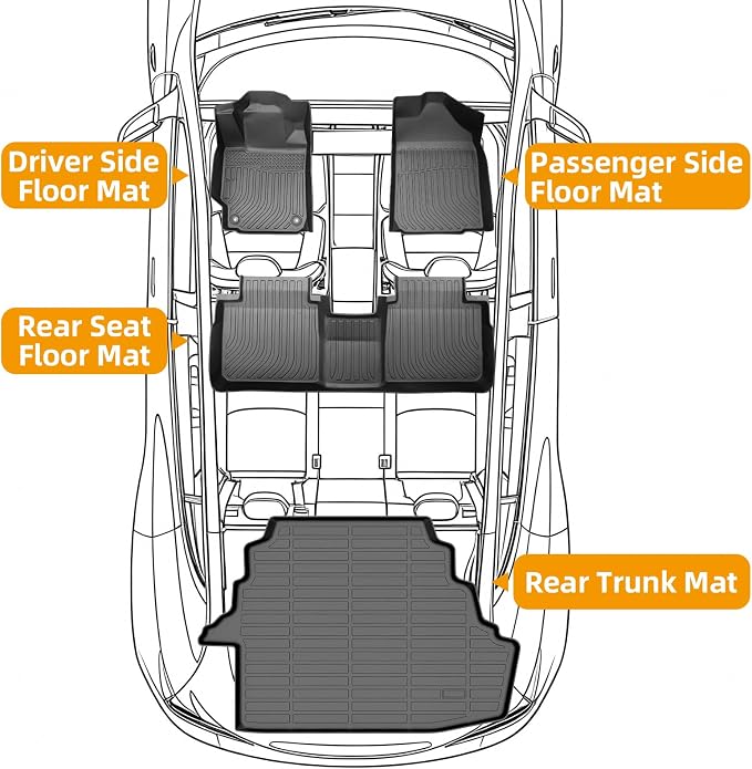 Floor Mats for Toyota Camry 2007-2011(ONLY Gas), NOT for Hybrid | Custom Fit Camry CE XLE SE LE Floor Mats, Front Rear Mats & Cargo Liner, TPE Anti-Slip Waterproof Duty Car Accessories