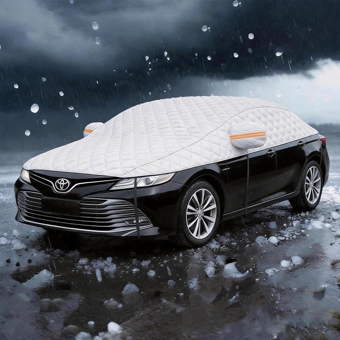 Car Hail Protector Half Cover for Sedan, Hail Protective Car Cover, Thickened Cotton Car Cover for Hail Protection & Impact Resistance, Fits Sedan L