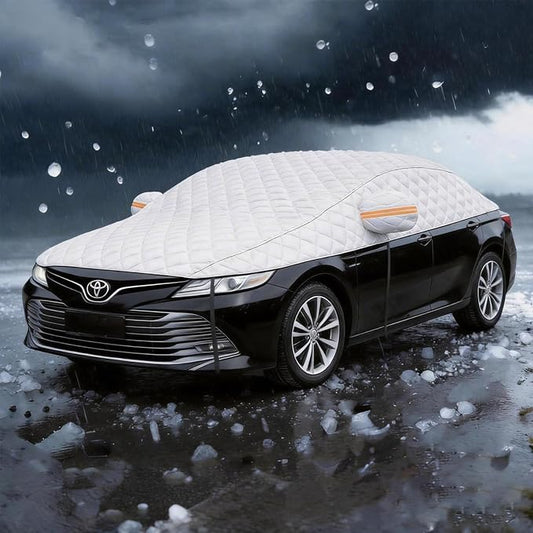 Car Hail Protector Half Cover for Sedan, Hail Protective Car Cover, Thickened Cotton Car Cover for Hail Protection & Impact Resistance, Fits Sedan L