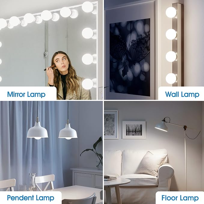 8 Pack G25 Vanity Light Bulb, LED Globe Bulbs for Bathroom Vanity Mirror, 60W Light Bulbs Equivalent, Brightness 5000K Daylight E26 Base Bulb, 6W LED for Round Makeup Mirror Lighting Non Dimmable