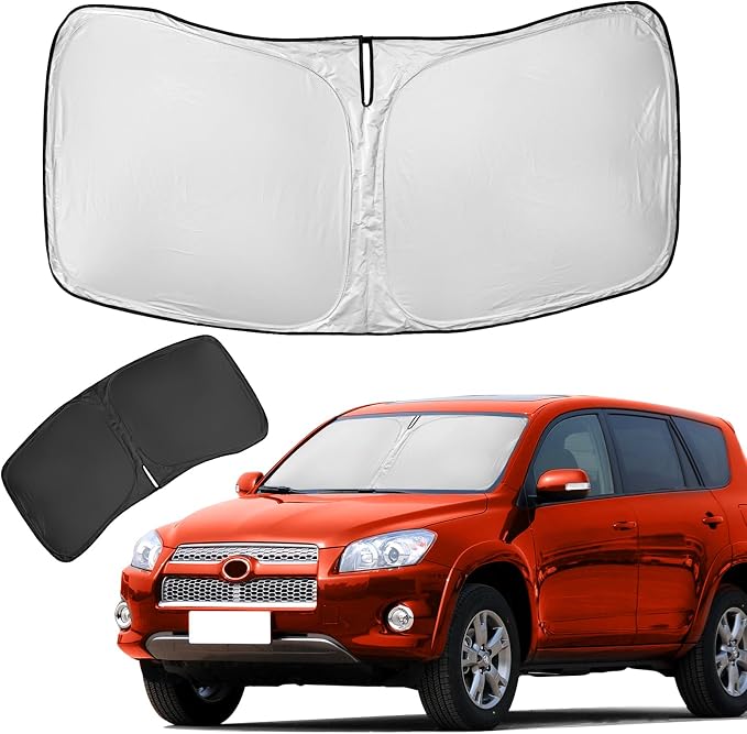 for Toyota RAV4 2013-2018 Sun Shade Windshield Shade Cover | 4 Layers Front Window Shade Custom Fit Rav 4 Sun Visor 240T Retractable SunShade Blocks UV Rays