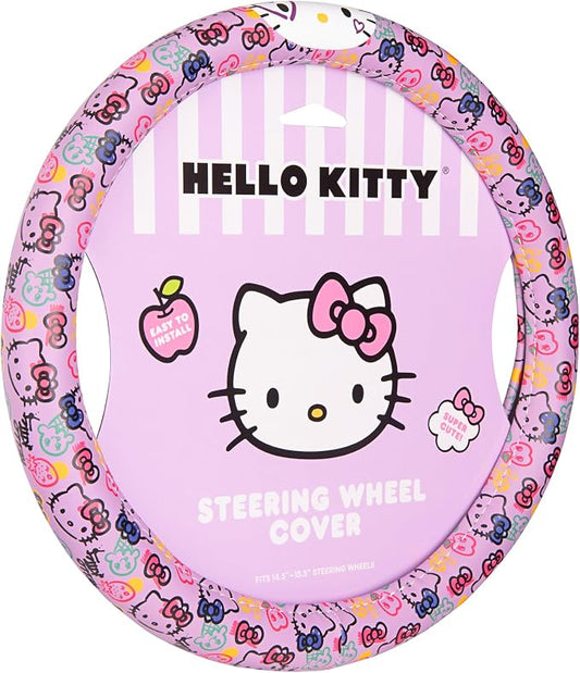 Sanrio Hello Kitty Lavender Doodle Car Steering Wheel Cover, Universal Fit Cute Accessories for Women Stylish Decor Gifts Hello Kitty Accessories - Fits Standard Wheels 14.5"-15"