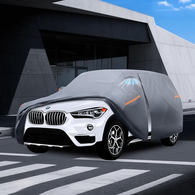 Waterproof BMW X1(2009-2026) Car Cover with Breathable Vents, [Upgrade] Premium Covers with Cotton Liner and Zipper Door,Sun Rain Snow Dust Uv Protection.(Gift with Towel)