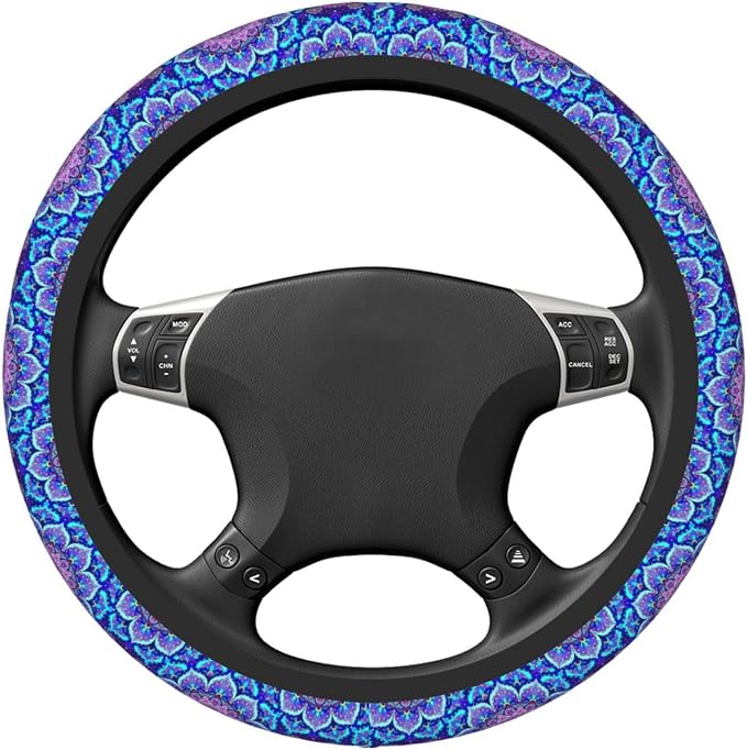 Blue Mandalas Elastic Steering Wheel Cover Non-Slip Breathable Steering Wheel Protector Fit Auto, SUVs, Truck