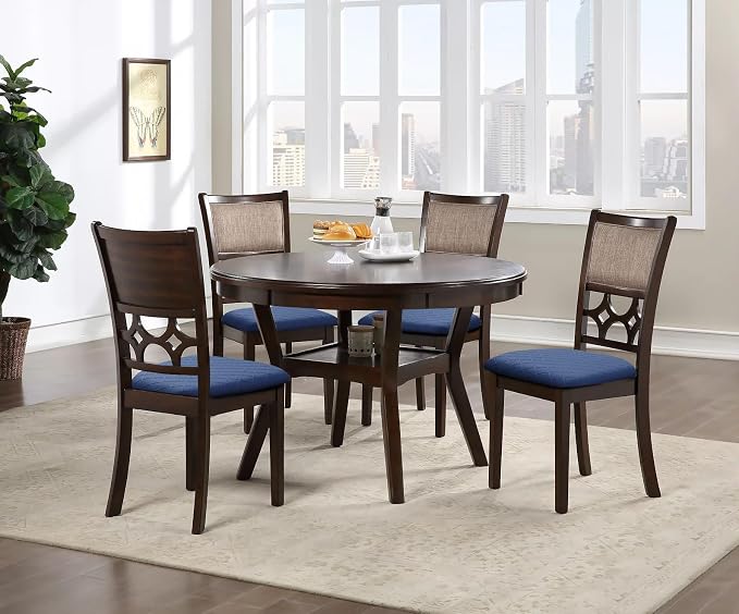 Fuloon Waterproof Seat Cushion Covers 4 PCS, Stretch Jacquard Chair Seat Covers Washable Dining Room Chair Slipcovers Removable Kitchen Cushion Protector (4, Waterproof-Navy Blue)
