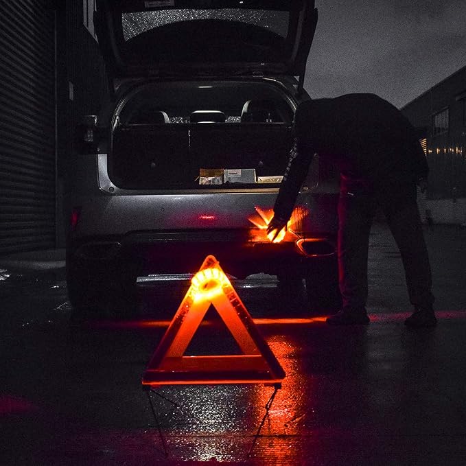 AUTOXBERT 3 PCS LED Road Flares Flashing Warning Lights Roadside Safety Emergency Disc Beacon with Magnetic Base & Hook for Car Truck or Marine Boat