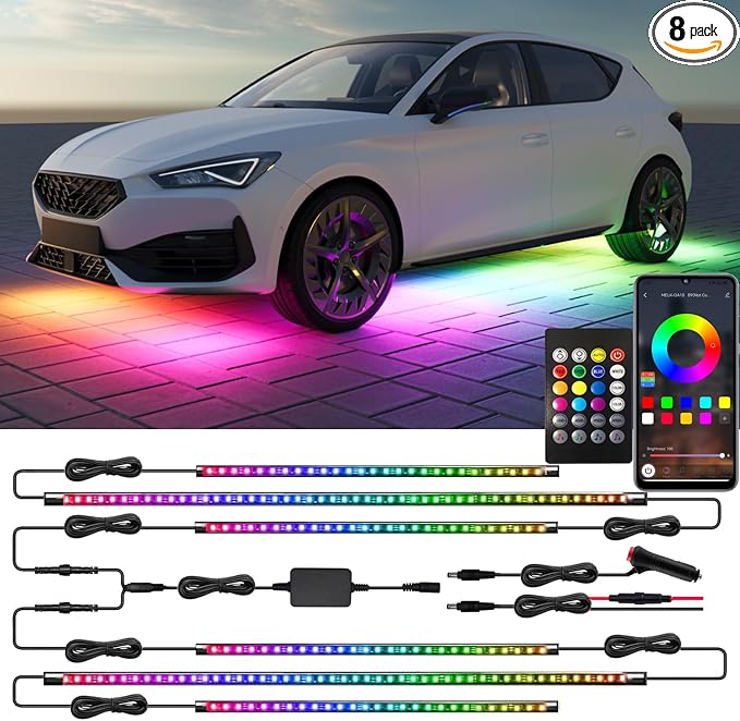 Underglow Car Lights, 6Pcs RGB-IC Smart LED Lights with APP Control and Remote Control, Dream Color Chasing DIY Music Mode, Underglow Kit for Car, SUVs, Trucks (Dream Color)