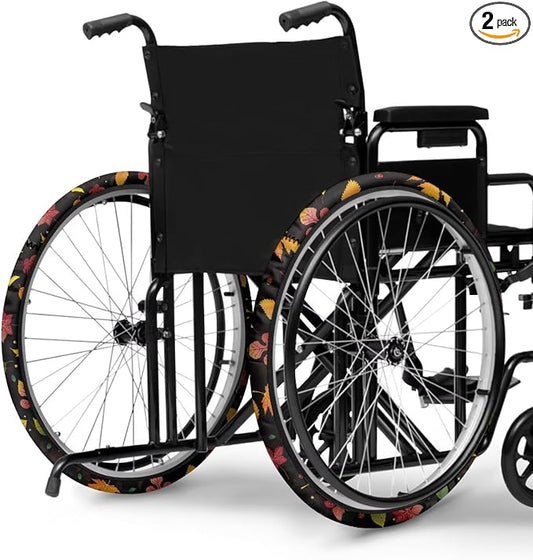 Maple Wheelchair Wheel Covers for Fall Non-Slip Wheelchair Accessories Tyre Covers Wear-Resistant Dustproof Holiday Decor