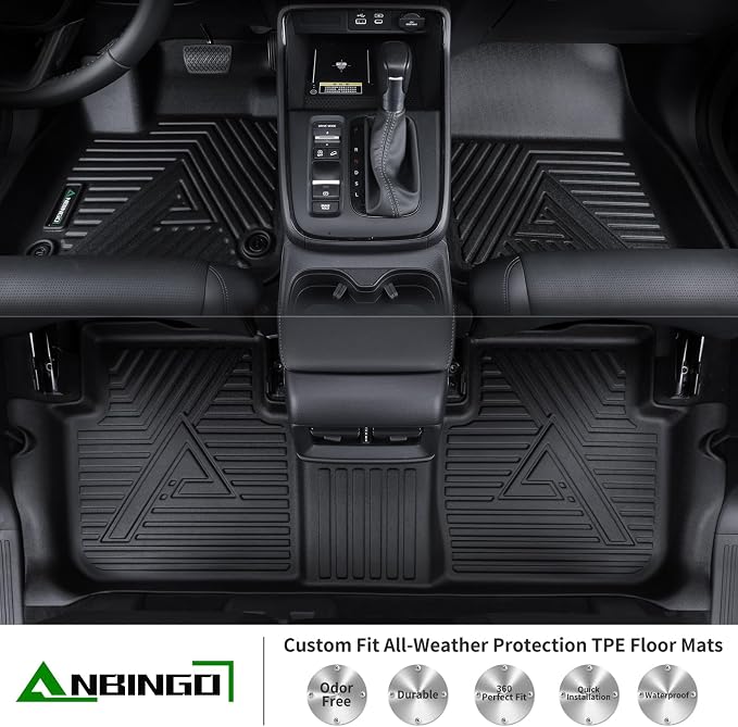 ANBINGO® Floor Mats & Cargo Liner for 2023-2026 Honda CRV (Hybrid) for CR-V Sport/Sport-L/Sport Touring, All Weather Protection TPE Automotive Floor Liners, (Cargo Tray in Highest Position)