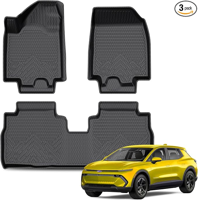 KUST Floor Mats for Chevy/Chevrolet Equinox EV 2024-2025 2026 (Not for Gas), All Weather Floor Liners Front Rear 2 Rows Car Mats for Equinox Accessories TPE Rubber High Edge