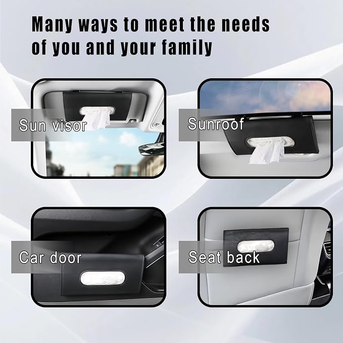 Car Visor Tissue Holder, Sun Visor Napkin Holder for Car, Easy Installation, Universal Accessories Interior Vehicle Tissue Box Suitable for SUVs, Trucks (Black)