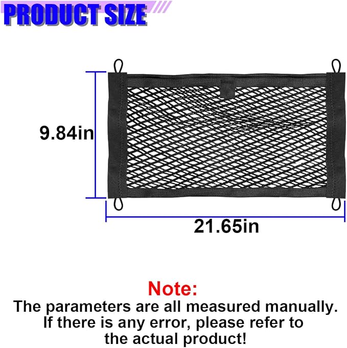 Craedli 2PCS Small Cargo Net, Elastic Stretchable Mesh Net Pocket with Mounting Screws and Hooks, Universal Automotive Trunk Netting Storage Pouch for Car, Truck, SUV, Boat, RV(21 x 9.8 Inch)