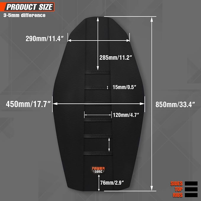 Universial Dirt Bike Seat Cover - Soft Ribbed Rubber Seat Covers for Motorcross Enduro (Black-2)
