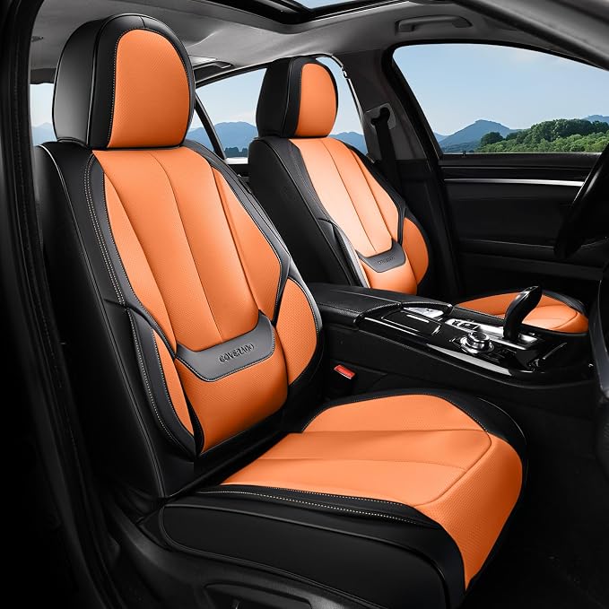 Coverado Car Seat Covers, Seat Covers for Cars, Waterproof Leather Auto Seat Protectors, Leather Car Seat Cushion, Car Interiors Accessories Universal Fit for Most Cars