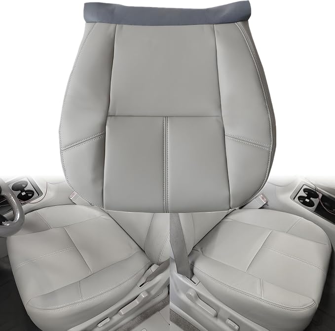 GXARTS Driver or Passenger Side Bottom Lower Replacement Leather Seat Cover 833 Light Gray Compatible with Chevy Silverado Tahoe Suburban Avalanche GMC Yukon Sierra 2007 2008 2009 2010 2012 2013 2014