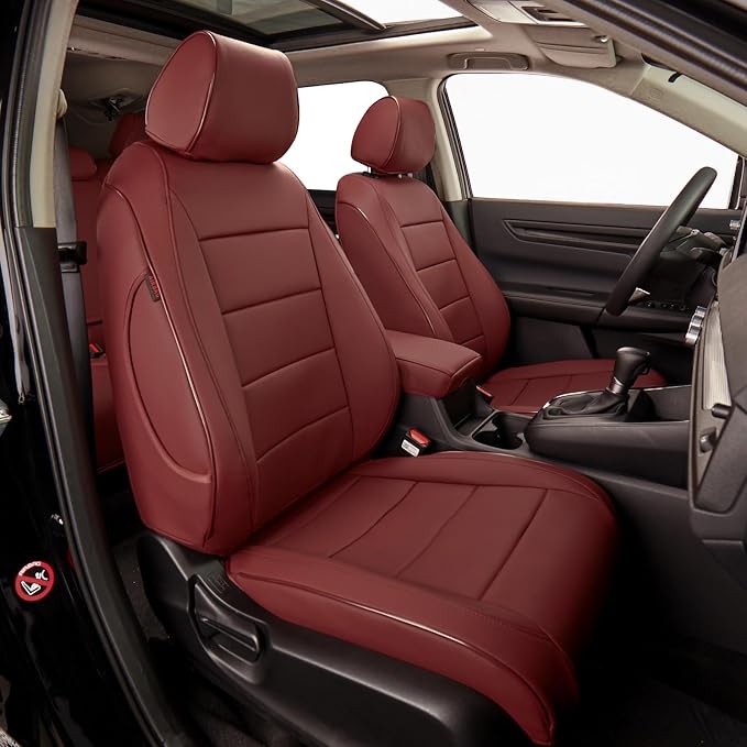 EKR Car Seat Covers for Honda CRV 2017-2022 Leatherette Full Set | Custom Fit for Honda CRV 2017 2018 2019 2020 2021 2022,Factory-Style Interior Upgrade,Full Wrap,Faux Leather(Burgundy)