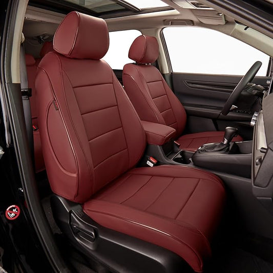EKR Car Seat Covers for Honda CRV 2015-2016 Leatherette Full Set | Custom Fit for Honda CRV 2015 2016 Full Wrap,Airbag Compatible,Waterproof Pet-resistant,Faux Leather(Burgundy)