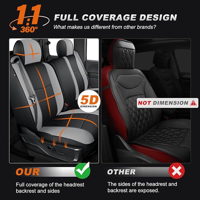 AOMSAZTO Car Seat Cover for Chevy Silverado/GMC Sierra 1500 (1999-2006) - Black/Light Gray Full Set Seat Covers