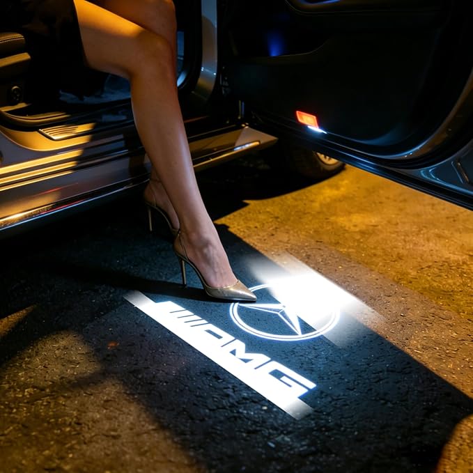 4 Pack Car Door Lights Logo Projector - 4K HD Puddle Lights for A/B/C/E/S/CLA/CLS/GLA/GLB/GLC/GLE/GLS/G/SL-Class/AMG GT 4-Door/V-Class/Metris Series