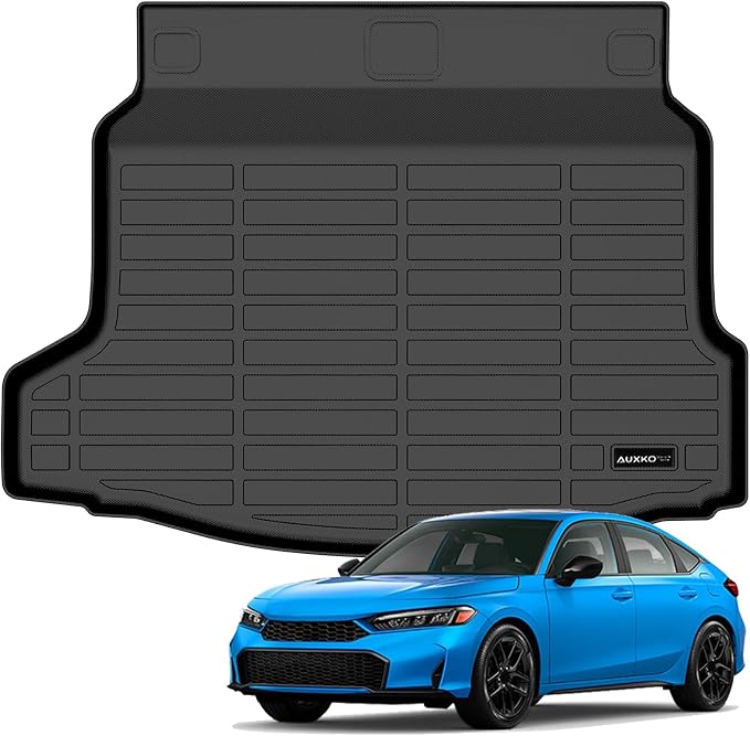 Auxko All Weather Cargo Mat Fit for Honda Civic Hatchback 2026 2025-2022 (Not for Sedan) TPE Rubber Cargo Tray Accessoris All Season Guard Odorless Anti-Slip Trunk Liner Black
