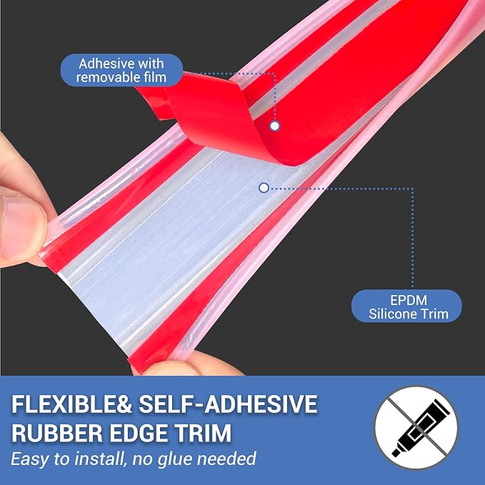 Clear Rubber Edge Trim, Self-Adhesive House Door Edge Guard, Flexible U Shaped Edge Banding, Peel and Stick 1-3/4"(45mm) Wide Size U Shaped Protector, Baby Proof Guards for Plywood, Furniture, 20Ft