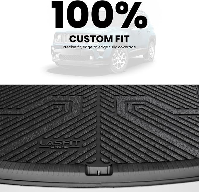 LASFIT Trunk Mat for Jeep Renegade 2015-2023, All Weather TPE Custom Fit Accessories Cargo Mat Liner Trunk Liner, Black