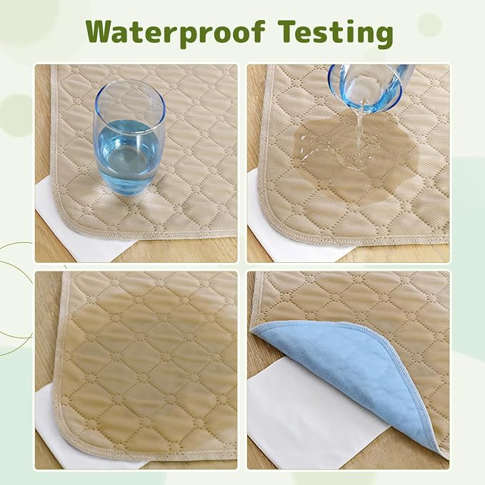 Non-Slip Absorbent Waterproof Chair Pads for Incontinence 19.7“ x 19.7”, Reusable Washable Waterproof Chair Covers, for Adults, Seniors,Children, Pet, Wheelchair, Car Seat(Light Coffee 3-Pack)